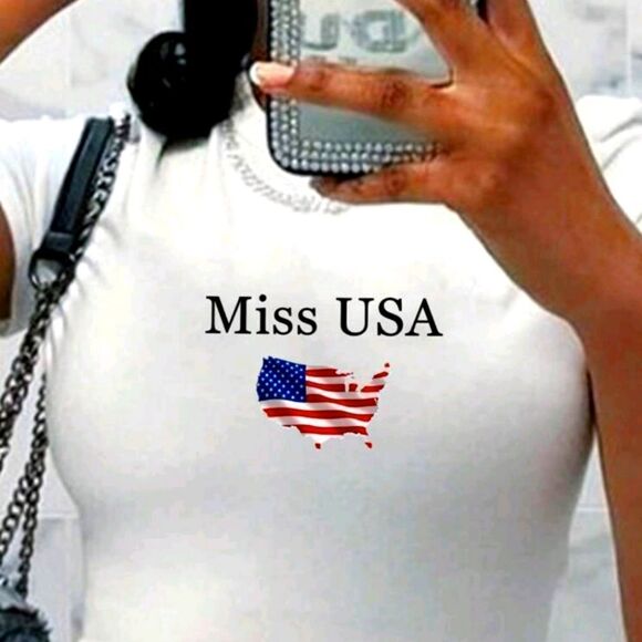 Super cute miss Usa crop Tee sz.xxl - Picture 4 of 6